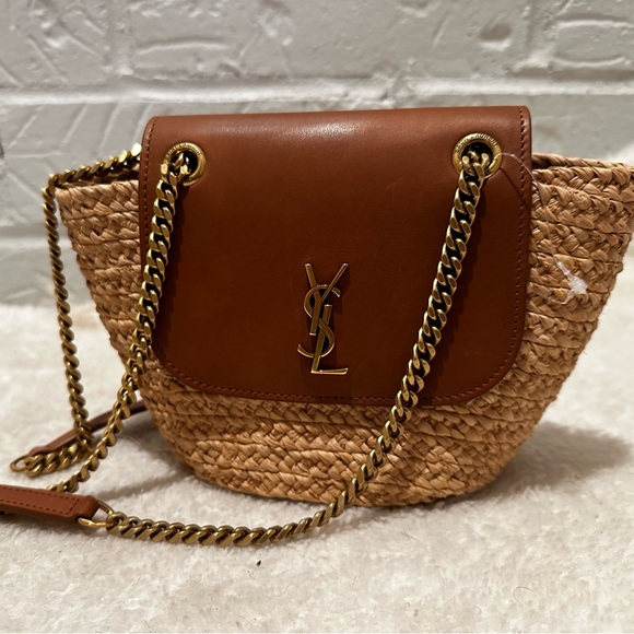 Saint Laurent Panier Mini YSL Flap Crossbody Basket Bag in Raffia - Picture 4 of 12